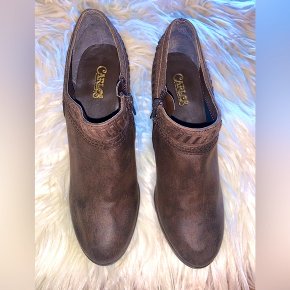 Zipper up Brown suede ankle booties Sz8 heel 3.5” - Picture 2 of 11